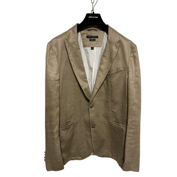 John Varvatos Other - John Varvatos USA Blazer Mens 46 Khaki Linen Luxe Two Button Notch Lapel Jacket